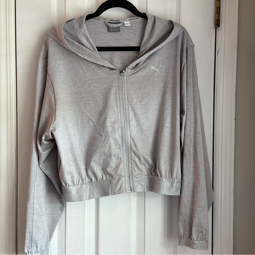 Puma Women's Light Gray Zip-Up Hoodie